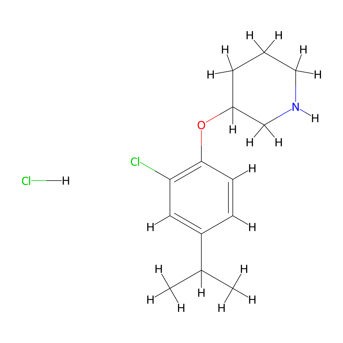 3-(2-Chloro-4-isopropylphenoxy)piperidine hydrochloride molecular structure, CAS 1220035-64-2