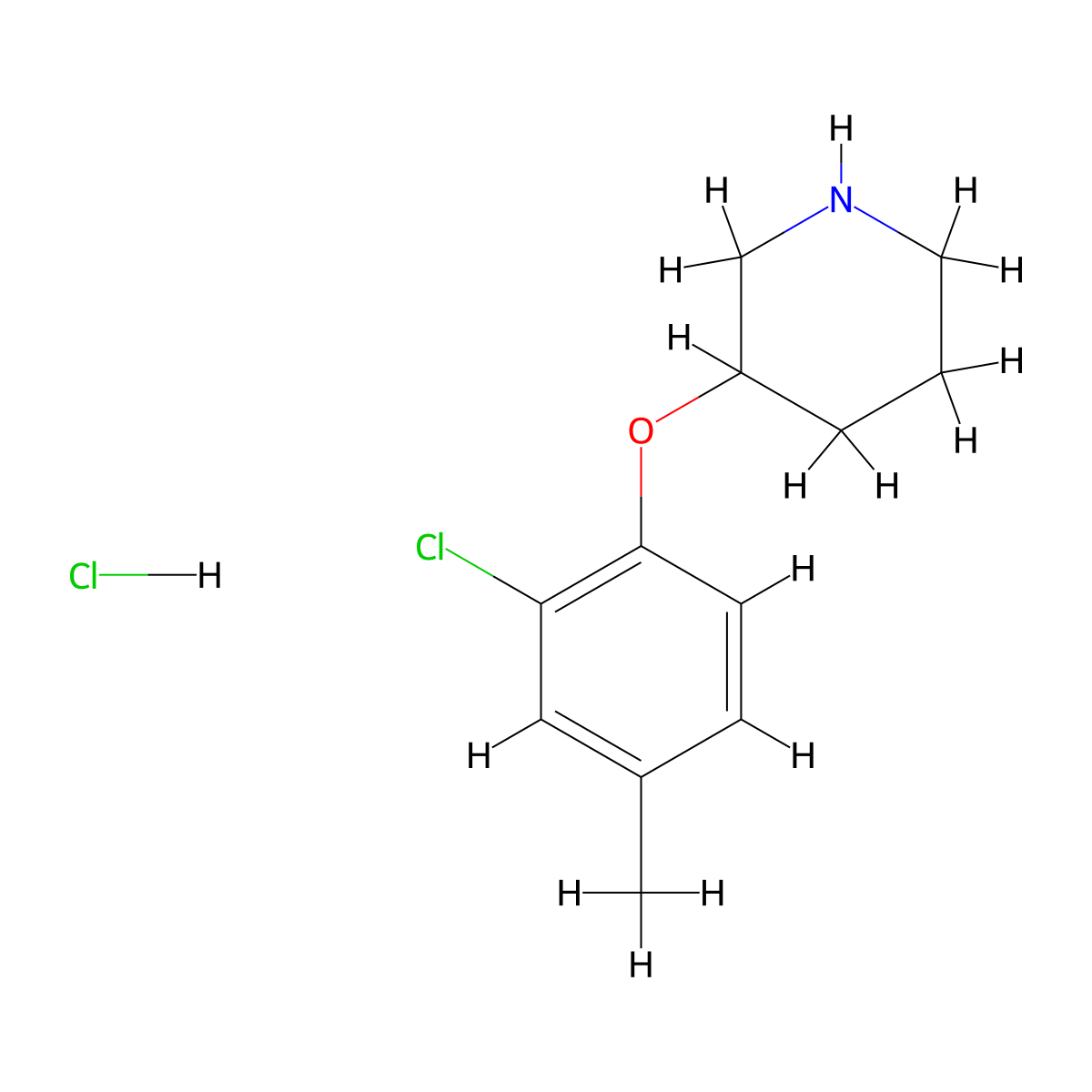 3-(2-Chloro-4-methylphenoxy)piperidine hydrochloride molecular structure, CAS 1220035-68-6