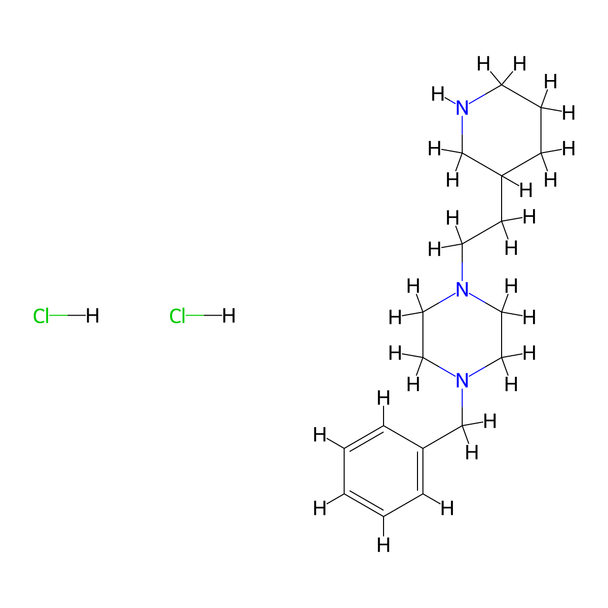 1-Benzyl-4-[2-(3-piperidinyl)ethyl]piperazine dihydrochloride molecular structure, CAS 1220035-69-7