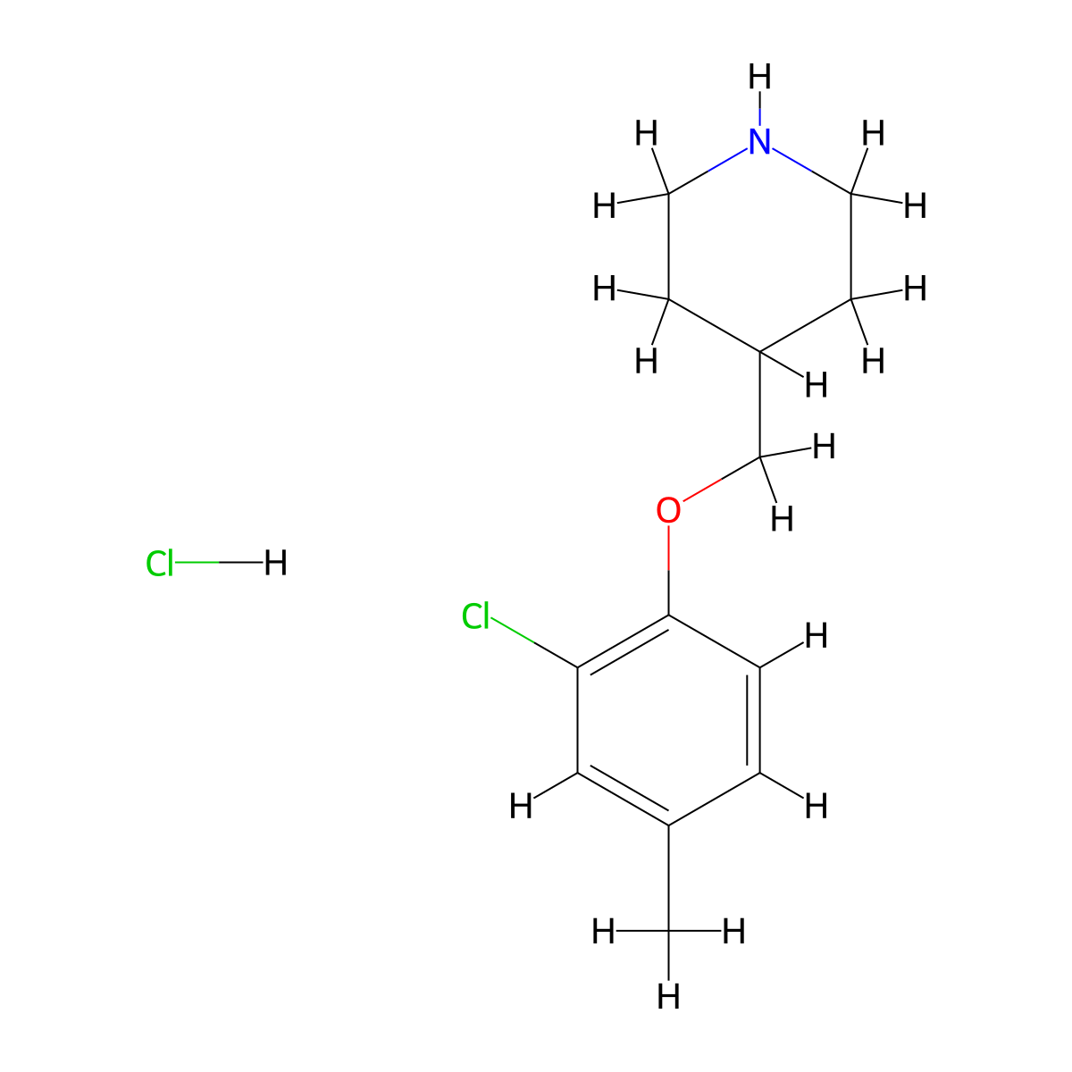2-Chloro-4-methylphenyl 4-piperidinylmethyl ether hydrochloride molecular structure, CAS 1220035-79-9