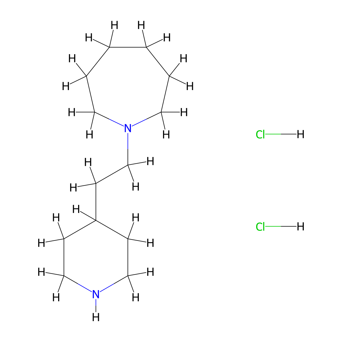 1-[2-(4-Piperidinyl)ethyl]azepane dihydrochloride molecular structure, CAS 1220035-80-2