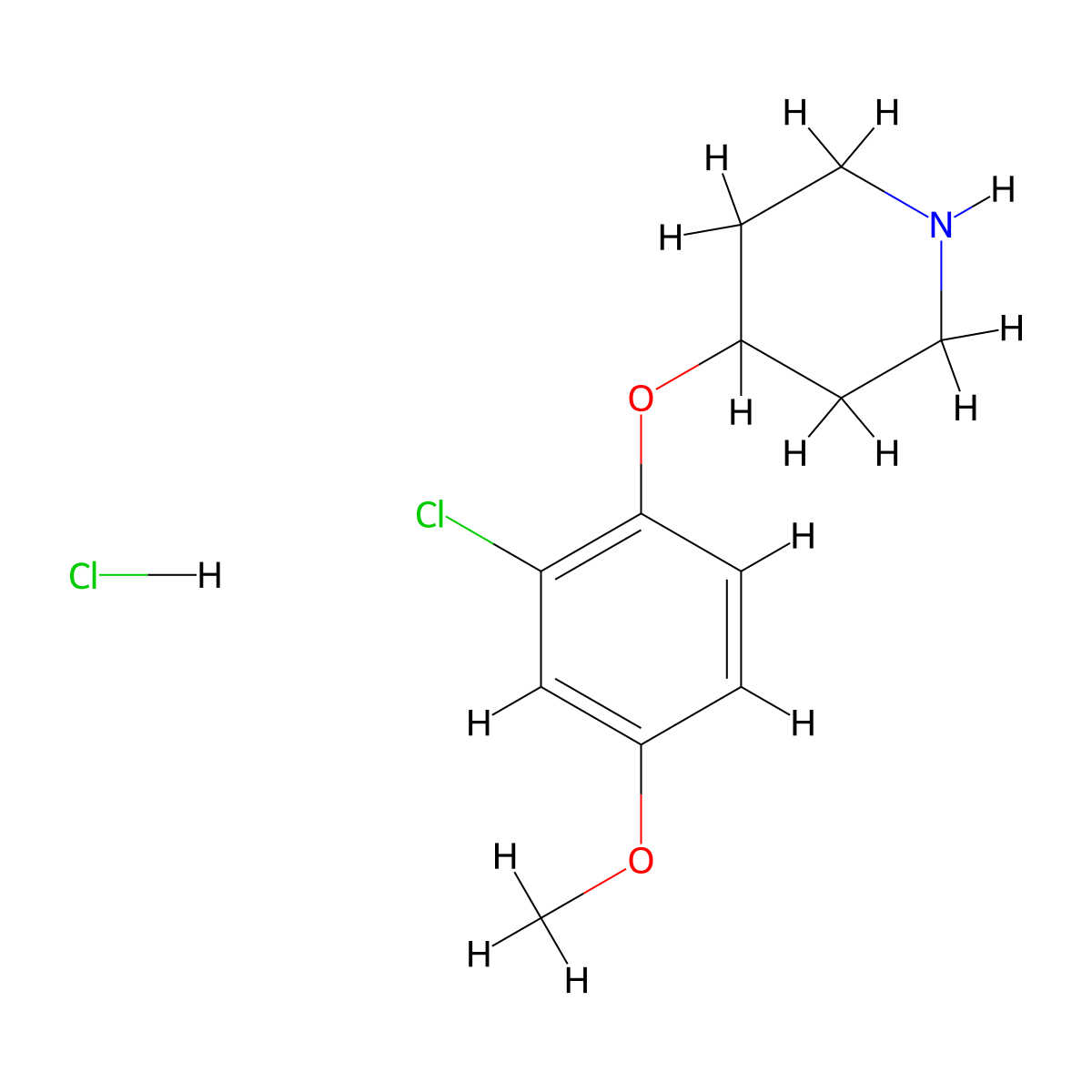 2-Chloro-4-methoxyphenyl 4-piperidinyl ether hydrochloride molecular structure, CAS 1220035-83-5