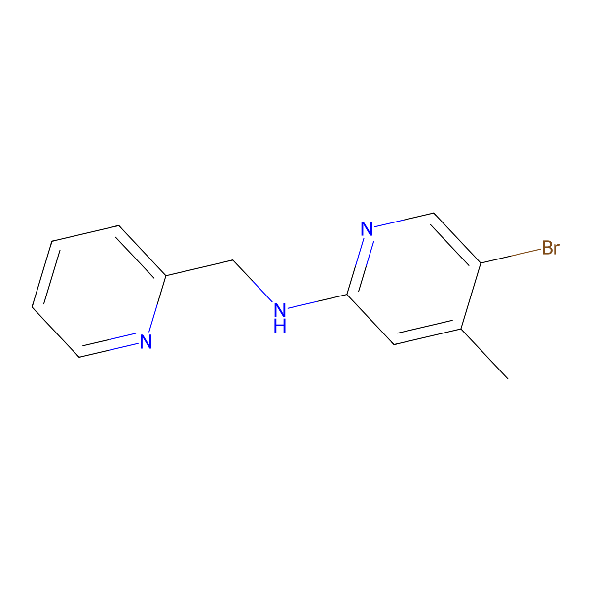 5-bromo-4-methyl-N-(pyridin-2-ylmethyl)pyridin-2-amine molecular structure, CAS 1220035-86-8