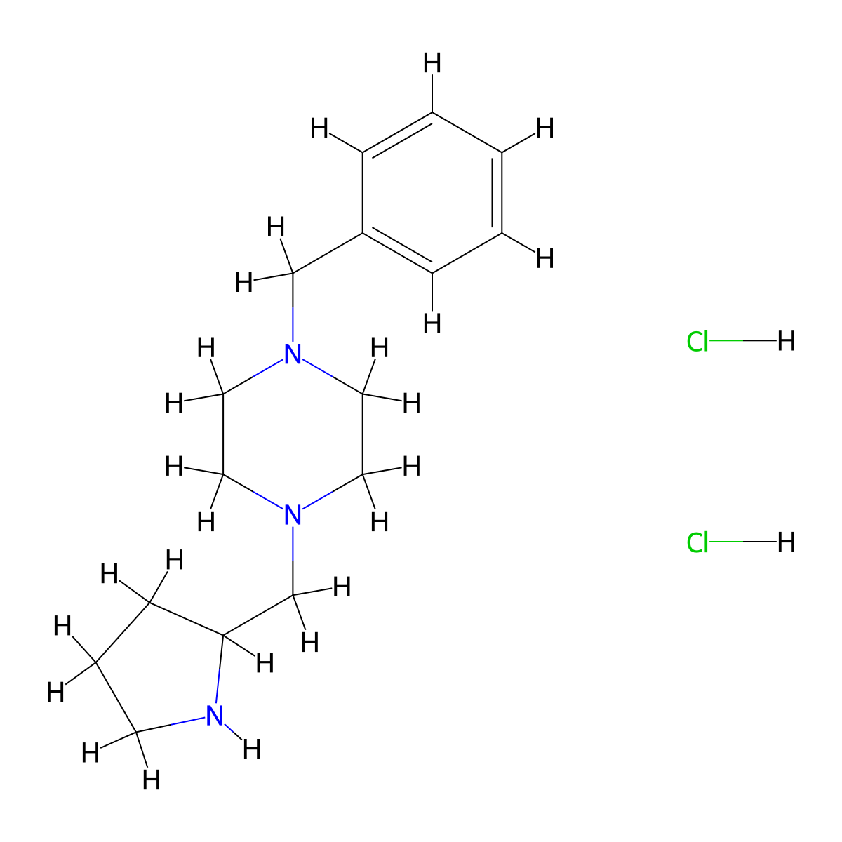 1-Benzyl-4-(2-pyrrolidinylmethyl)piperazine dihydrochloride molecular structure, CAS 1220036-00-9