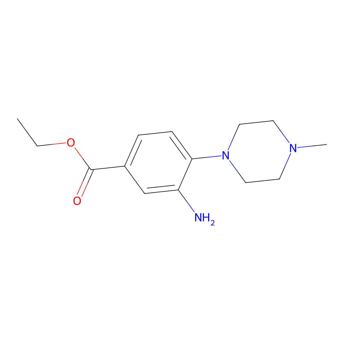 Ethyl 3-amino-4-(4-methyl-1-piperazinyl)benzoate molecular structure, CAS 1220036-10-1