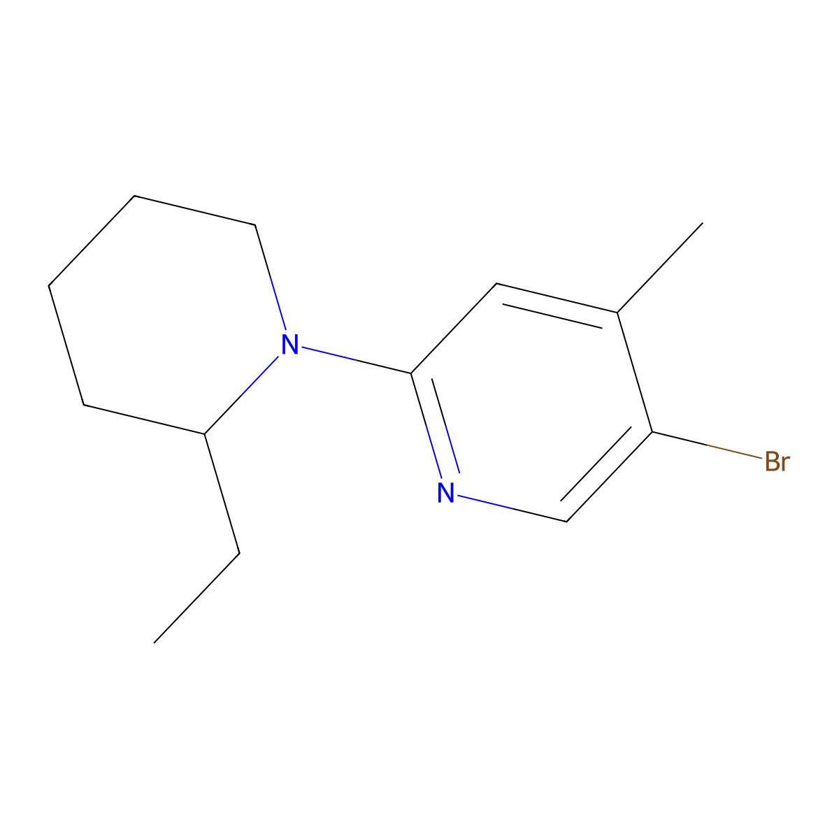 5-Bromo-2-(2-ethylpiperidin-1-yl)-4-methylpyridine molecular structure, CAS 1220036-19-0