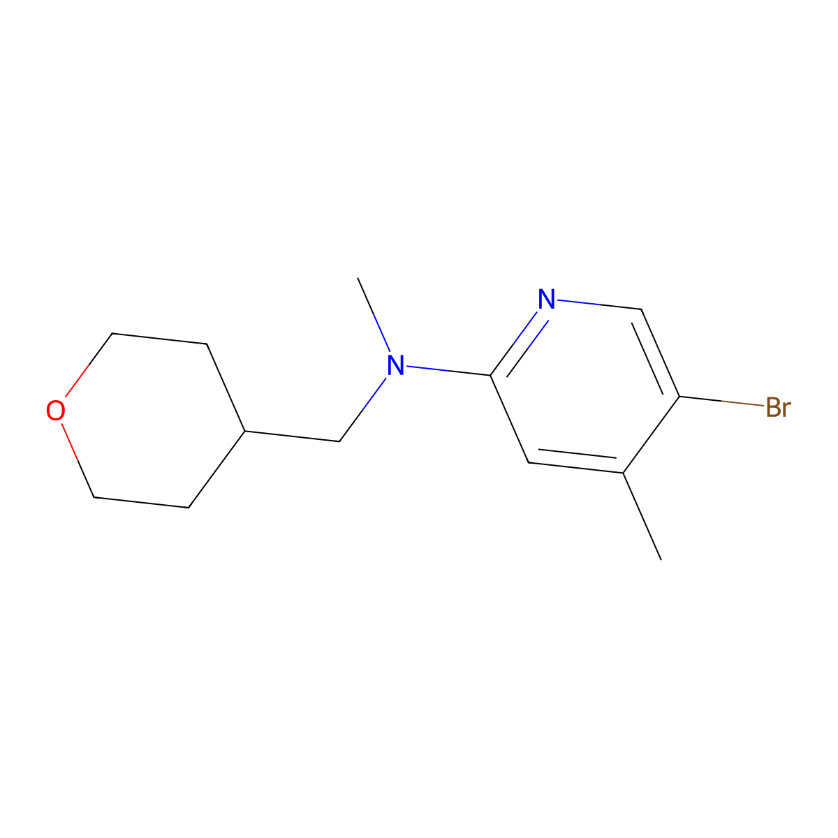 N-(5-Bromo-4-methyl-2-pyridinyl)-N-methyl-N-(tetrahydro-2H-pyran-4-ylmethyl)amine molecular structure, CAS 1220036-21-4