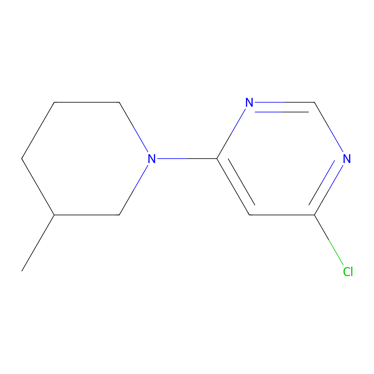 4-Chloro-6-(3-methylpiperidin-1-yl)pyrimidine molecular structure, CAS 1220036-25-8