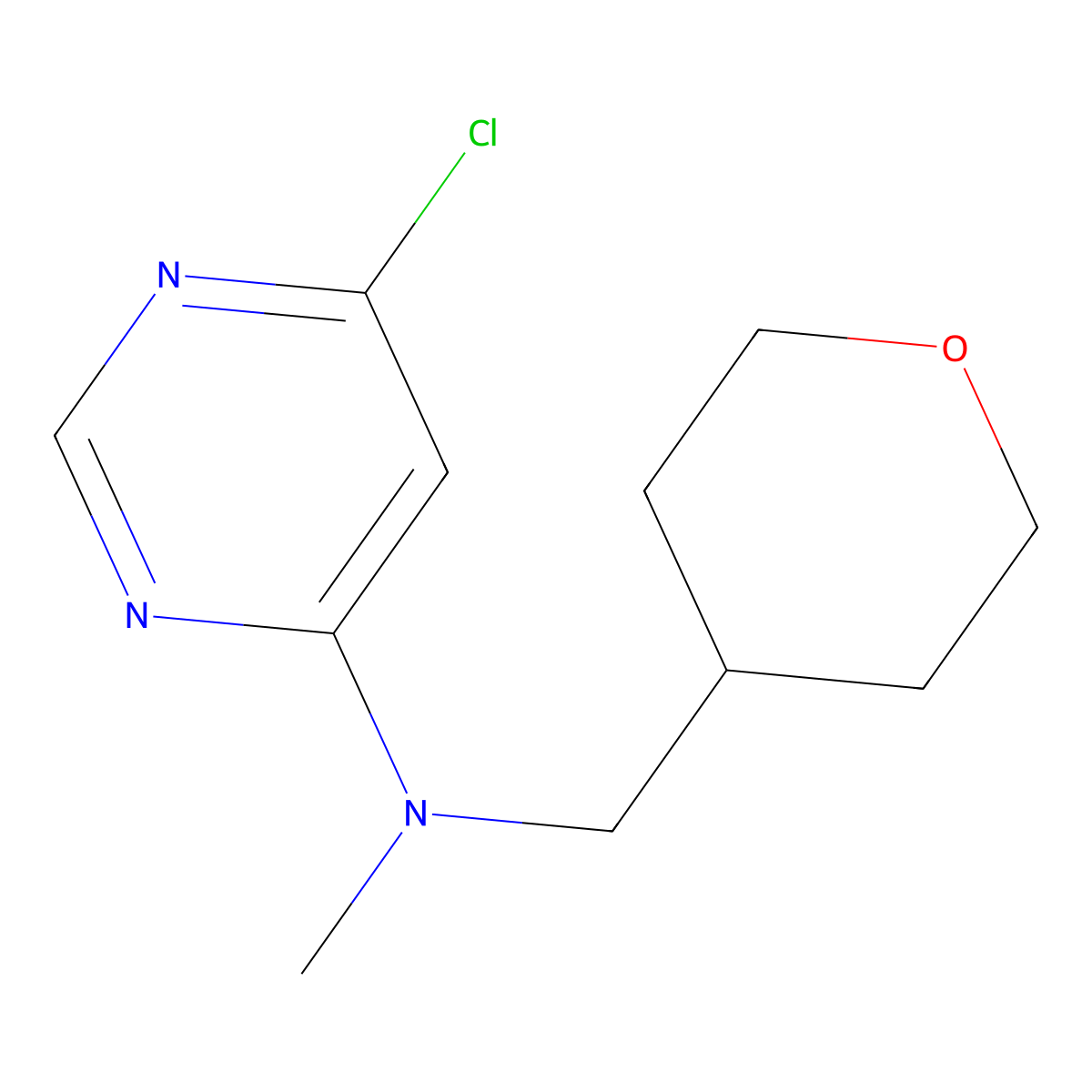 6-Chloro-N-methyl-N-(tetrahydro-2H-pyran-4-ylmethyl)-4-pyrimidinamine molecular structure, CAS 1220036-29-2
