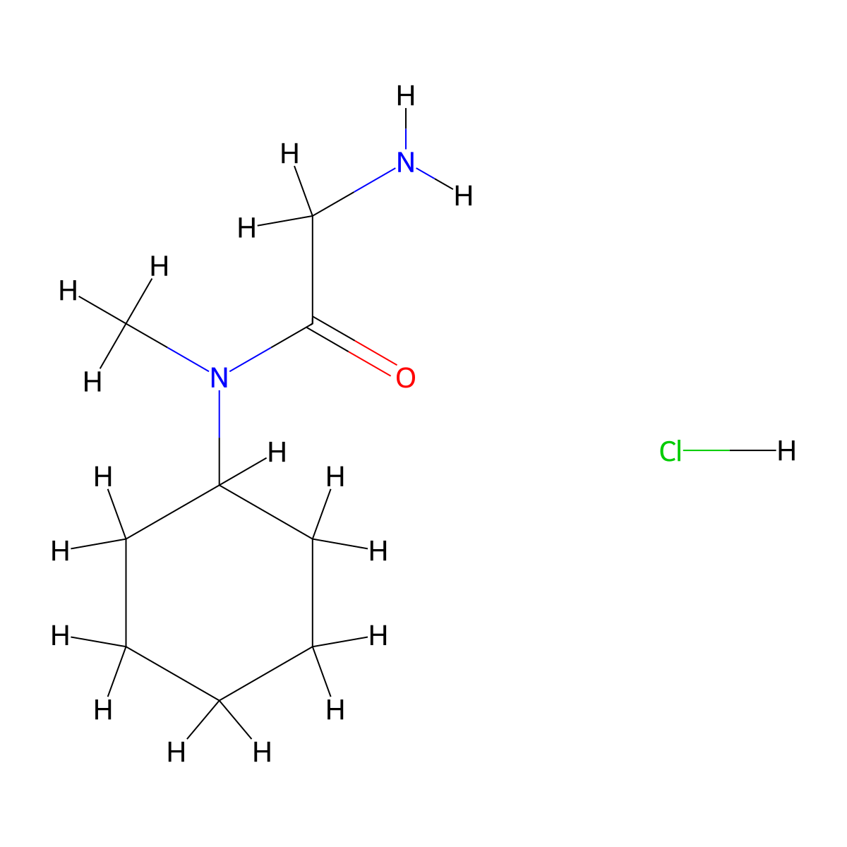 2-amino-N-cyclohexyl-N-methylacetamide hydrochloride molecular structure, CAS 1220036-32-7