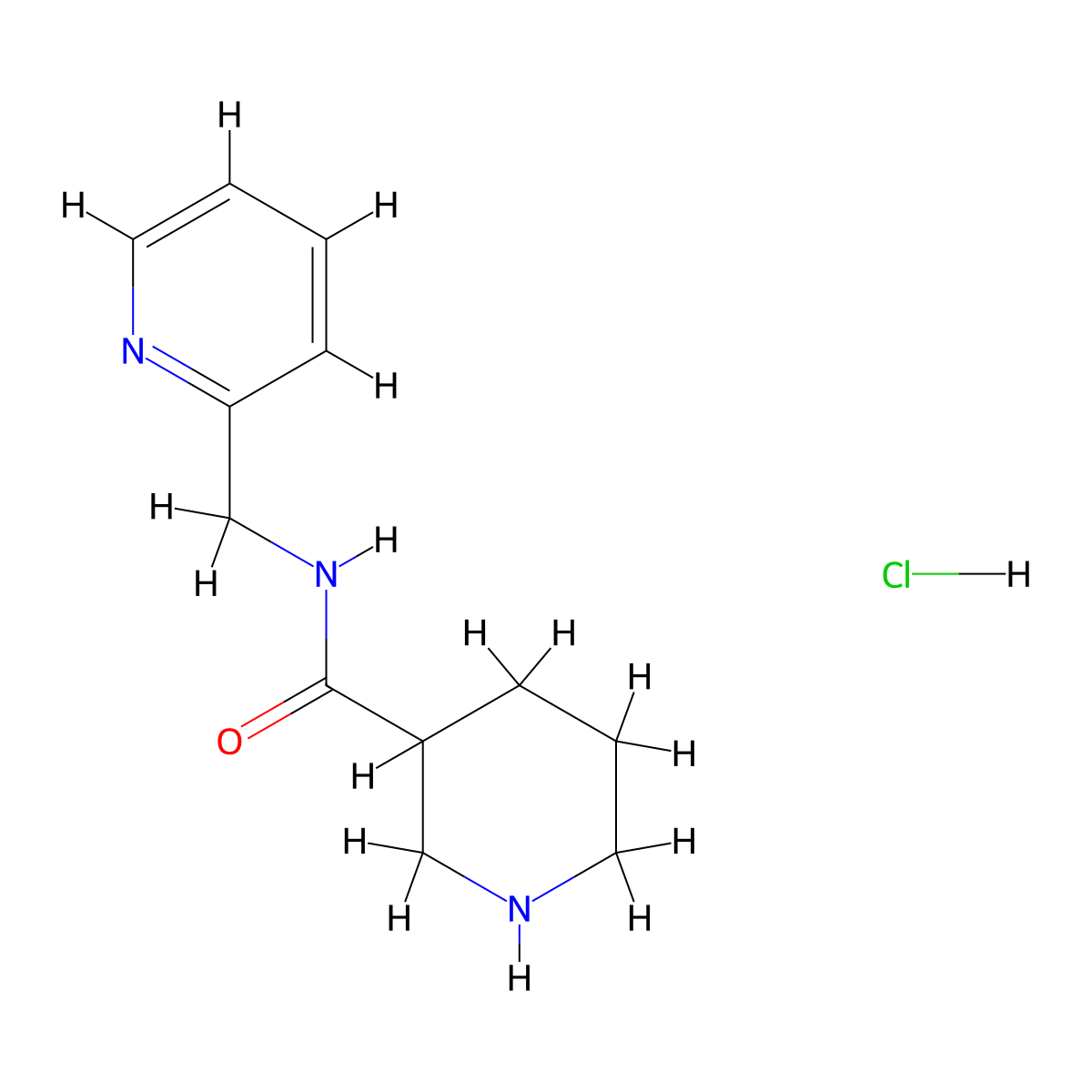 N-(pyridin-2-ylmethyl)piperidine-3-carboxamide hydrochloride molecular structure, CAS 1220036-37-2