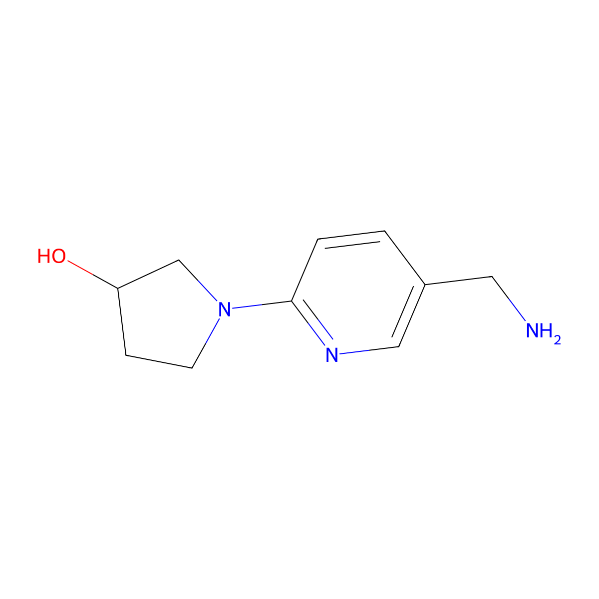 1-(5-(Aminomethyl)pyridin-2-yl)pyrrolidin-3-ol molecular structure, CAS 1220036-39-4