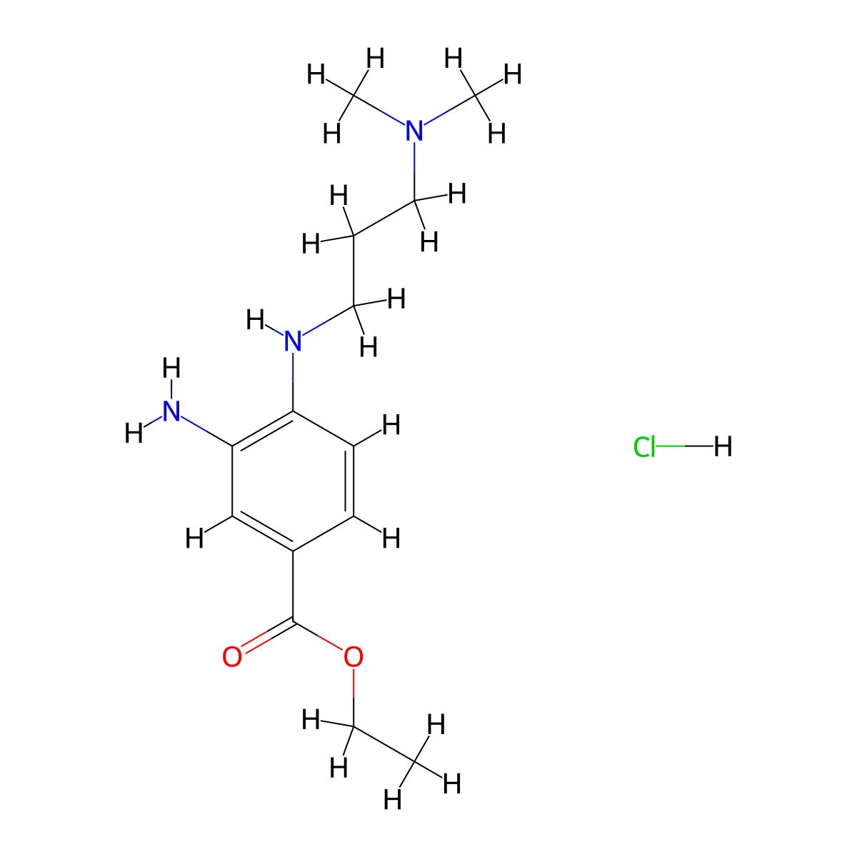 Ethyl 3-amino-4-{[3-(dimethylamino)propyl]-amino}benzoate hydrochloride molecular structure, CAS 1220036-40-7