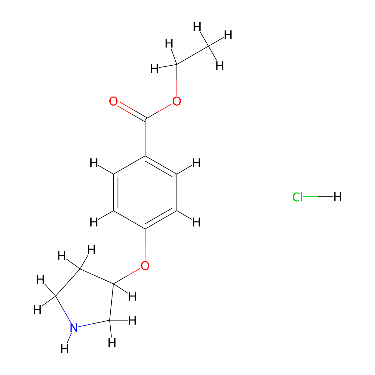 Ethyl 4-(3-pyrrolidinyloxy)benzoate hydrochloride molecular structure, CAS 1220036-41-8