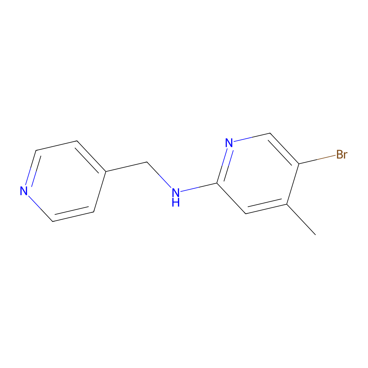 5-bromo-4-methyl-N-(pyridin-4-ylmethyl)pyridin-2-amine molecular structure, CAS 1220036-42-9