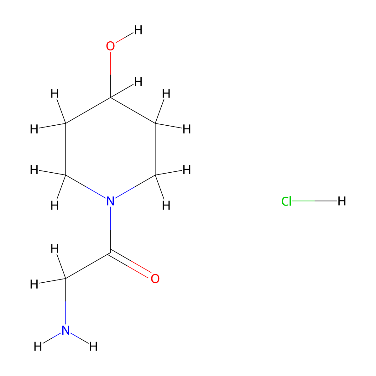 2-Amino-1-(4-hydroxypiperidin-1-yl)ethanone hydrochloride molecular structure, CAS 1220036-49-6