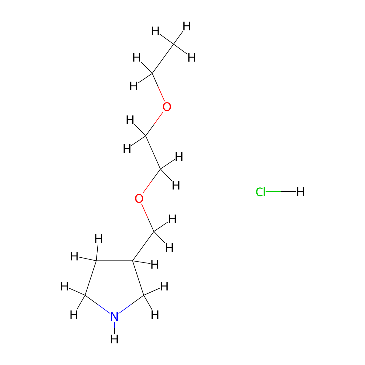 3-[(2-Ethoxyethoxy)methyl]pyrrolidine hydrochloride molecular structure, CAS 1220036-50-9