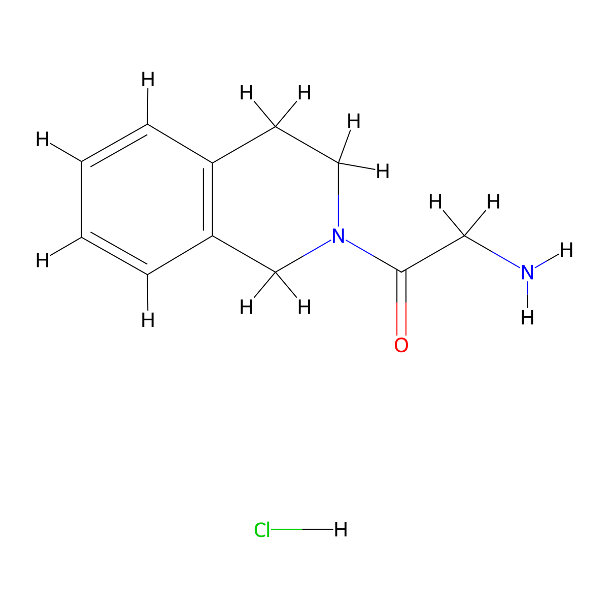 2-Amino-1-[3,4-dihydro-2(1H)-isoquinolinyl]-1-ethanone hydrochloride molecular structure, CAS 1220036-52-1