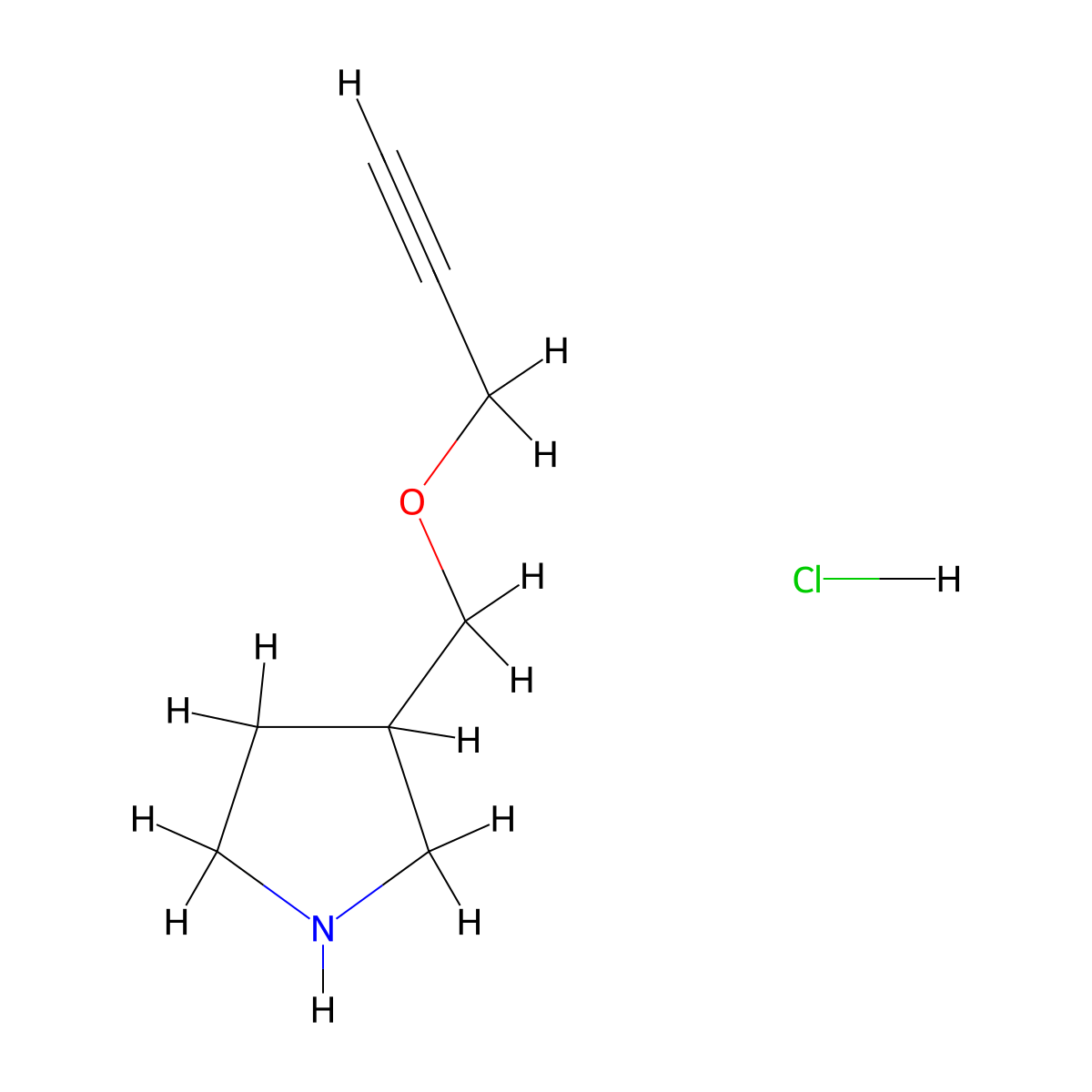 3-[(2-Propynyloxy)methyl]pyrrolidine hydrochloride molecular structure, CAS 1220036-53-2