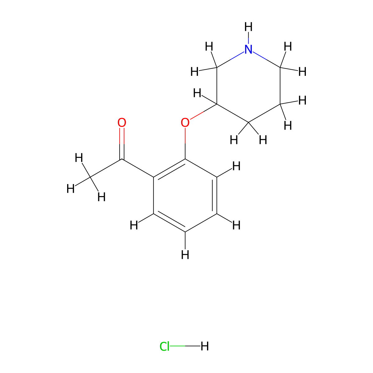 1-[2-(3-Piperidinyloxy)phenyl]-1-ethanone hydrochloride molecular structure, CAS 1220036-55-4