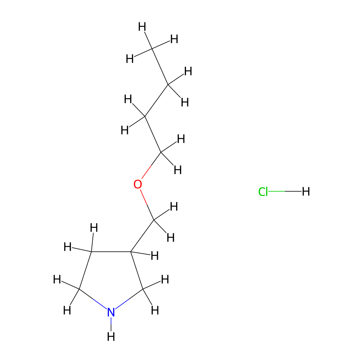 3-(Butoxymethyl)pyrrolidine hydrochloride molecular structure, CAS 1220036-70-3