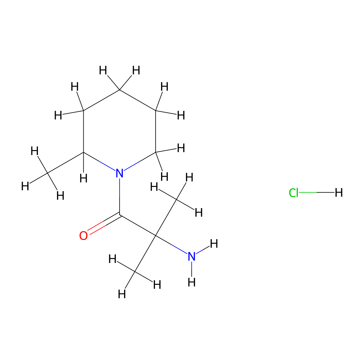 2-Amino-2-methyl-1-(2-methyl-1-piperidinyl)-1-propanone hydrochloride molecular structure, CAS 1220036-74-7