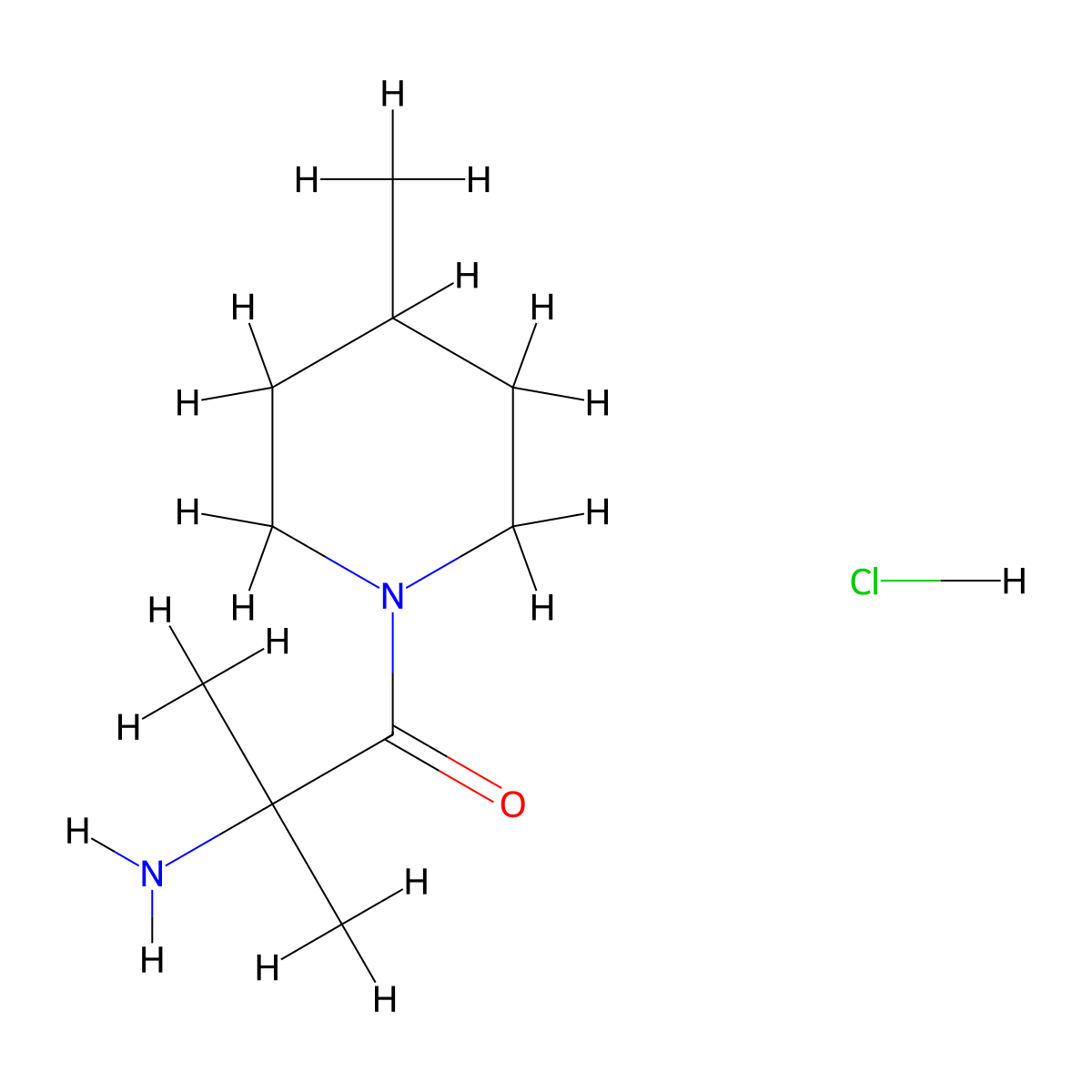 2-Amino-2-methyl-1-(4-methyl-1-piperidinyl)-1-propanone hydrochloride molecular structure, CAS 1220036-76-9