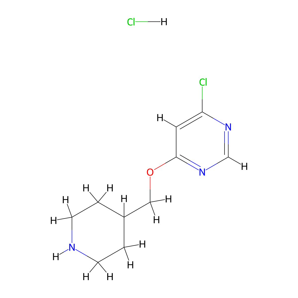 4-Chloro-6-(piperidin-4-ylmethoxy)pyrimidine hydrochloride molecular structure, CAS 1220036-85-0