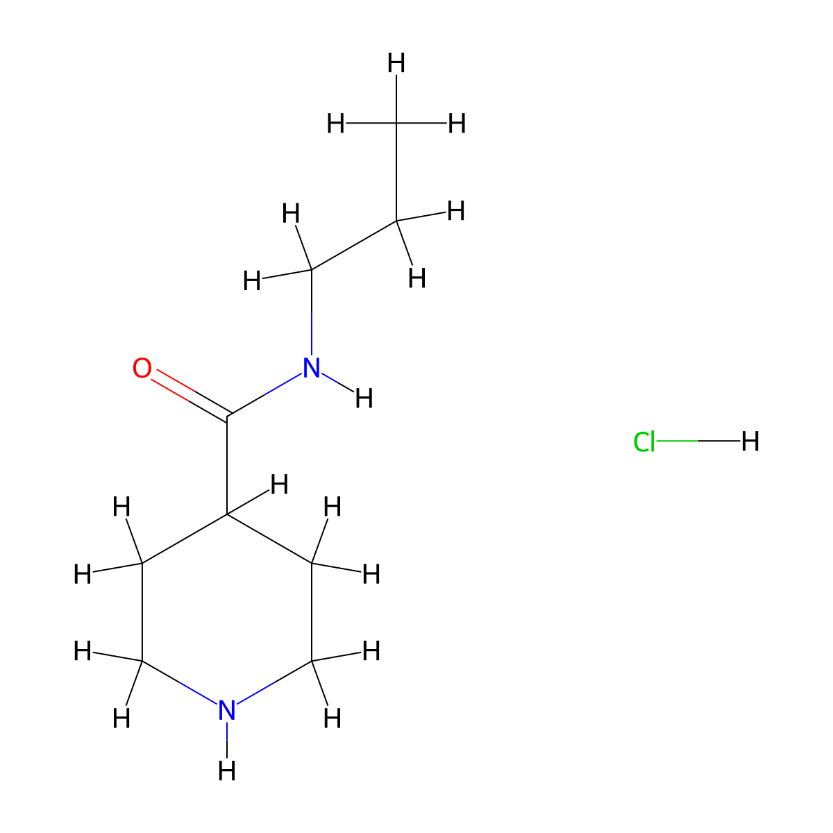 N-propylpiperidine-4-carboxamide hydrochloride molecular structure, CAS 1220036-87-2