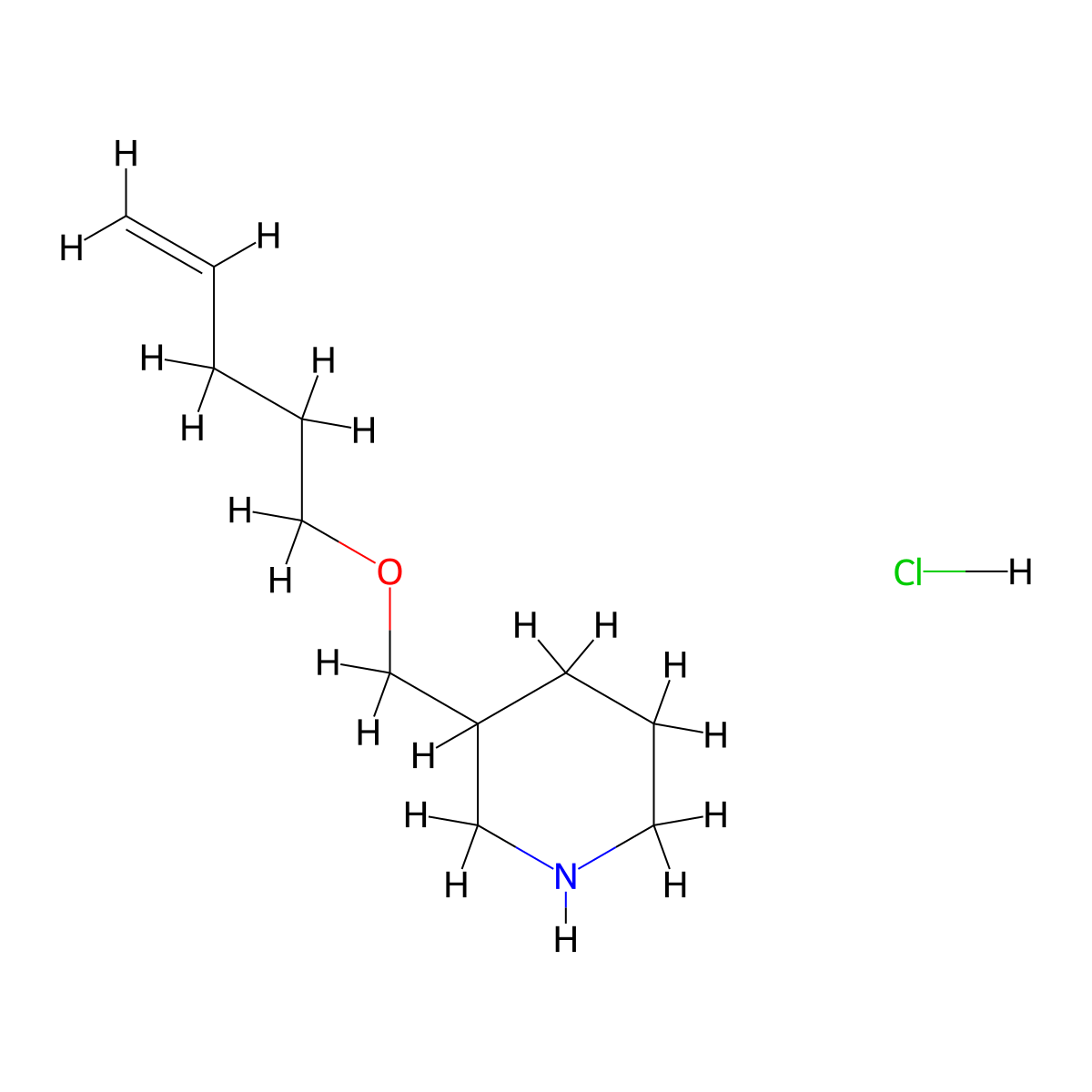 3-[(4-Pentenyloxy)methyl]piperidine hydrochloride molecular structure, CAS 1220036-89-4