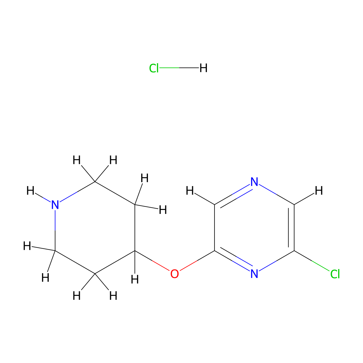2-Chloro-6-(piperidin-4-yloxy)pyrazine hydrochloride molecular structure, CAS 1220036-90-7