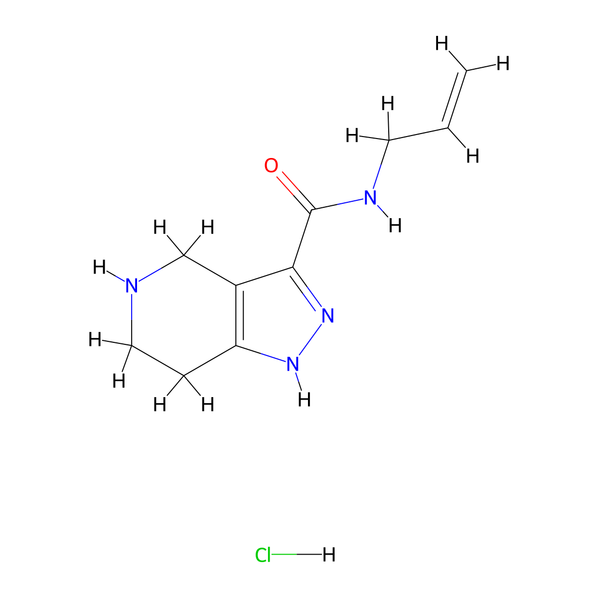 N-Allyl-4,5,6,7-tetrahydro-1H-pyrazolo[4,3-c]pyridine-3-carboxamide hydrochloride molecular structure, CAS 1220037-00-2