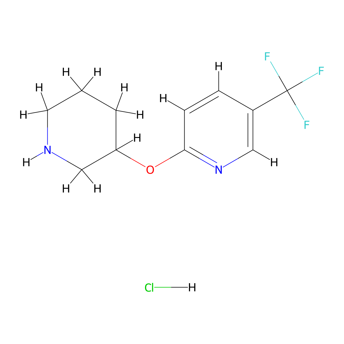 2-(3-Piperidinyloxy)-5-(trifluoromethyl)pyridine hydrochloride molecular structure, CAS 1220037-04-6