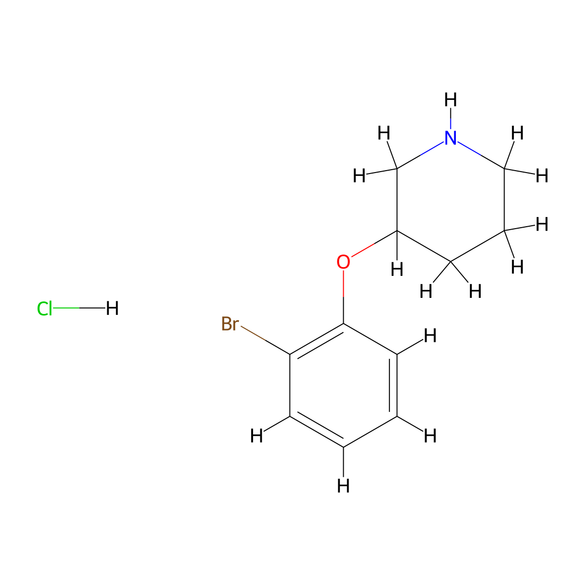2-Bromophenyl 3-piperidinyl ether hydrochloride molecular structure, CAS 1220037-18-2