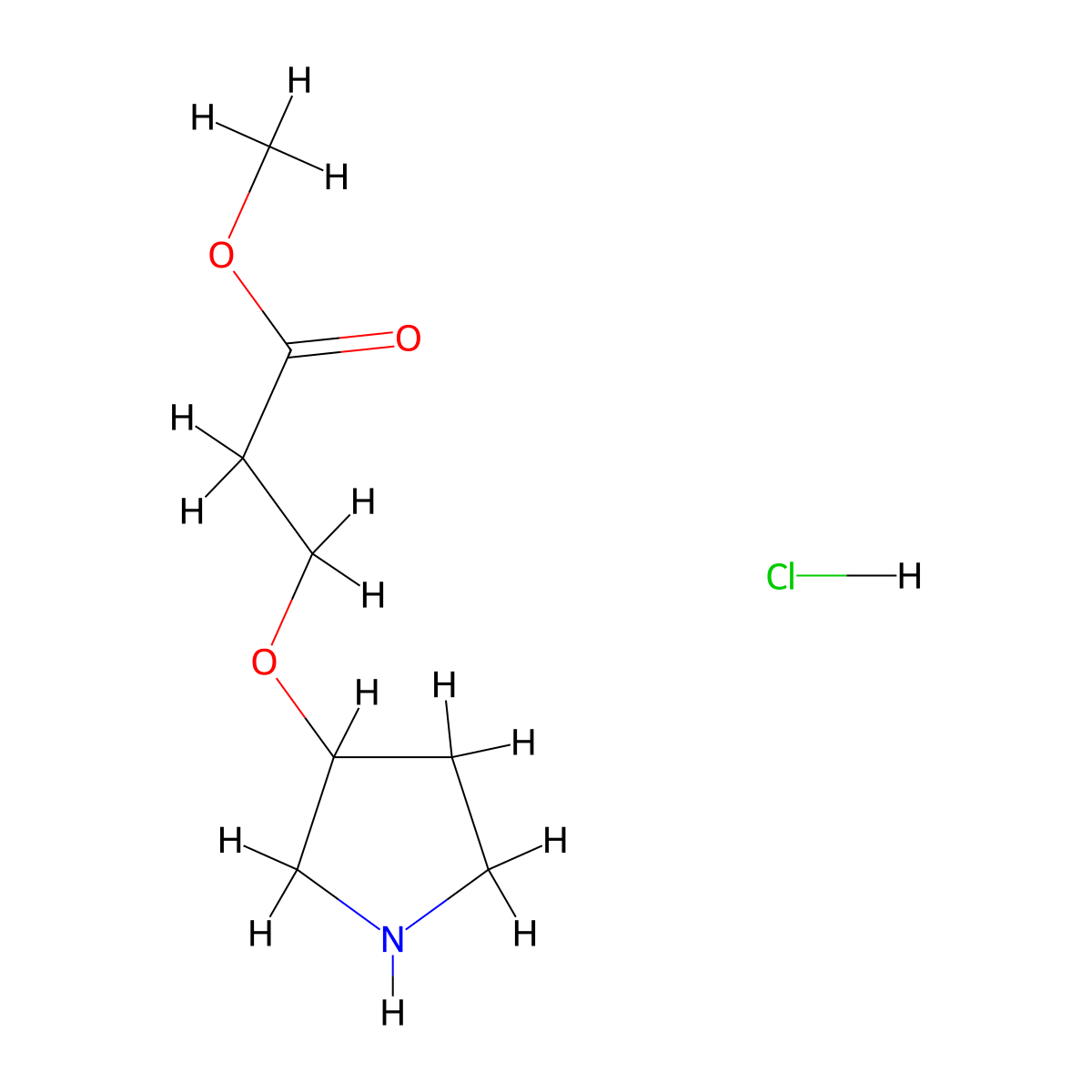 Methyl 3-(3-pyrrolidinyloxy)propanoate hydrochloride molecular structure, CAS 1220037-21-7