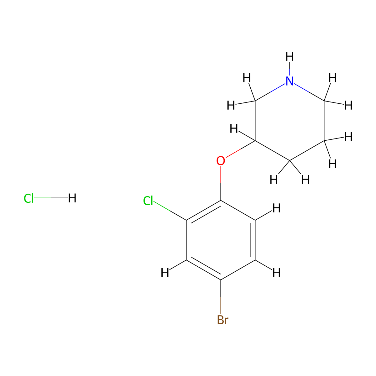 3-(4-Bromo-2-chlorophenoxy)piperidine hydrochloride molecular structure, CAS 1220037-22-8