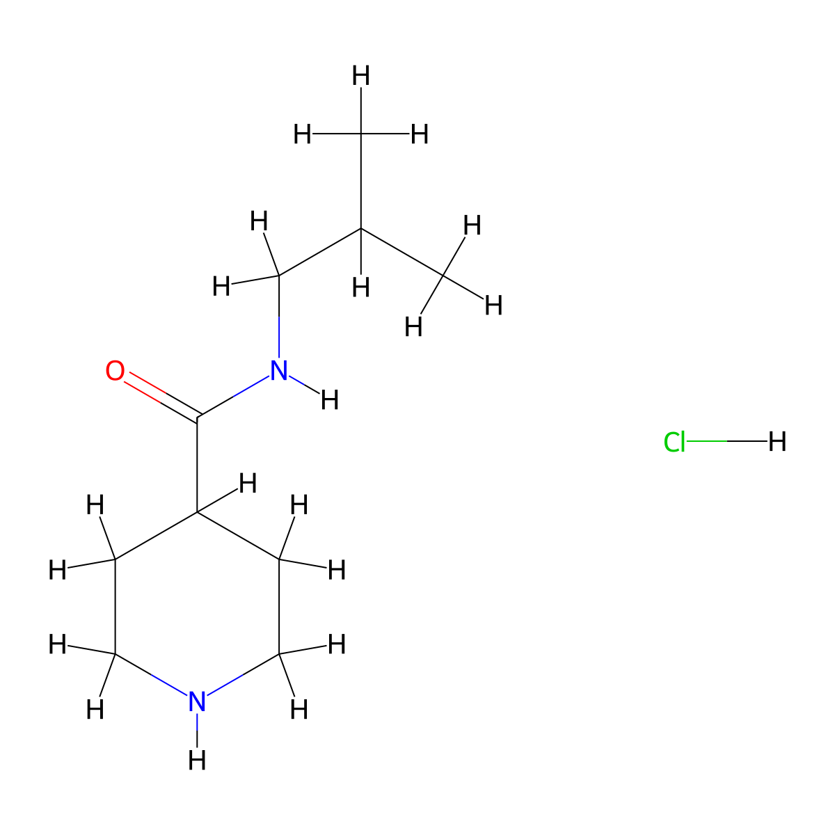 N-Isobutyl-4-piperidinecarboxamide hydrochloride molecular structure, CAS 1220037-31-9