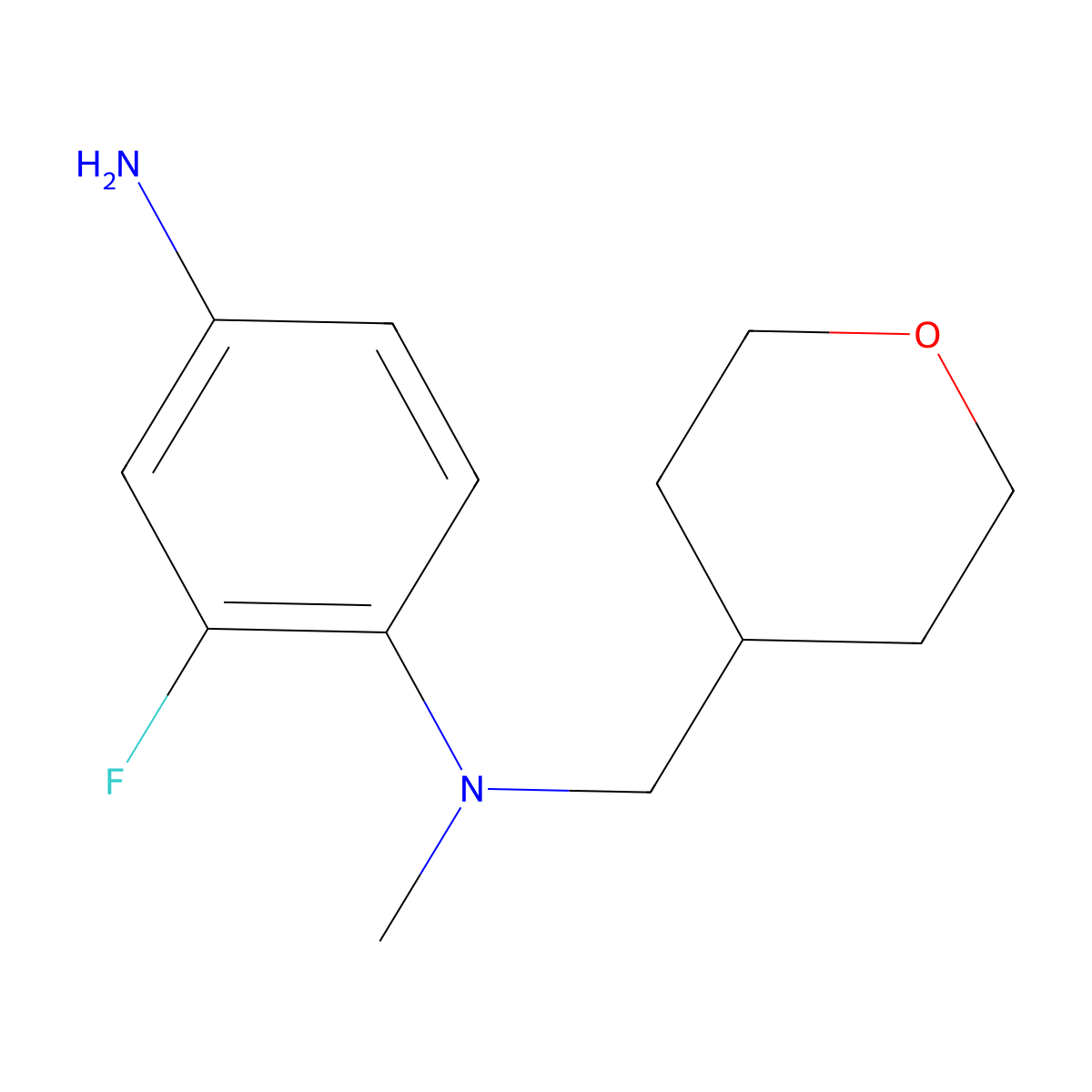 2-Fluoro-N1-methyl-N1-((tetrahydro-2H-pyran-4-yl)methyl)benzene-1,4-diamine molecular structure, CAS 1220037-51-3
