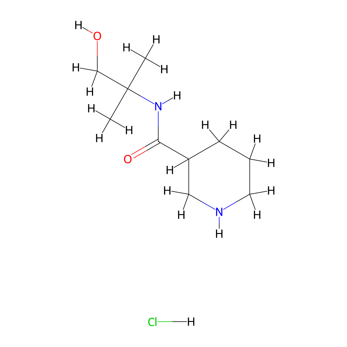 N-(2-Hydroxy-1,1-dimethylethyl)-3-piperidinecarboxamide hydrochloride molecular structure, CAS 1220037-54-6