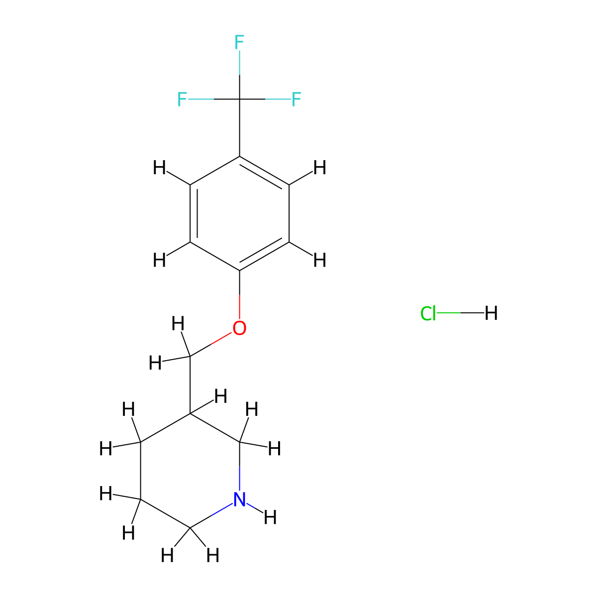 3-((4-(Trifluoromethyl)phenoxy)methyl)piperidine hydrochloride molecular structure, CAS 1220037-57-9
