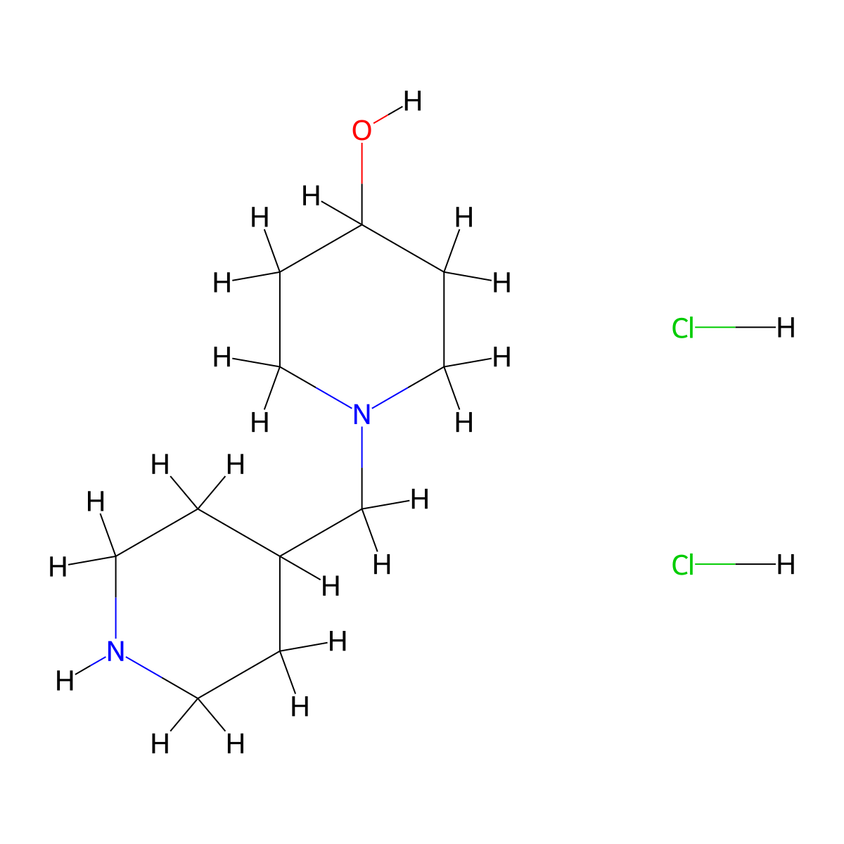 1-(Piperidin-4-ylmethyl)piperidin-4-ol dihydrochloride molecular structure, CAS 1220037-59-1