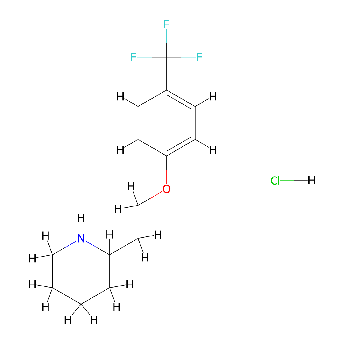 2-{2-[4-(Trifluoromethyl)phenoxy]ethyl}piperidine hydrochloride molecular structure, CAS 1220037-66-0