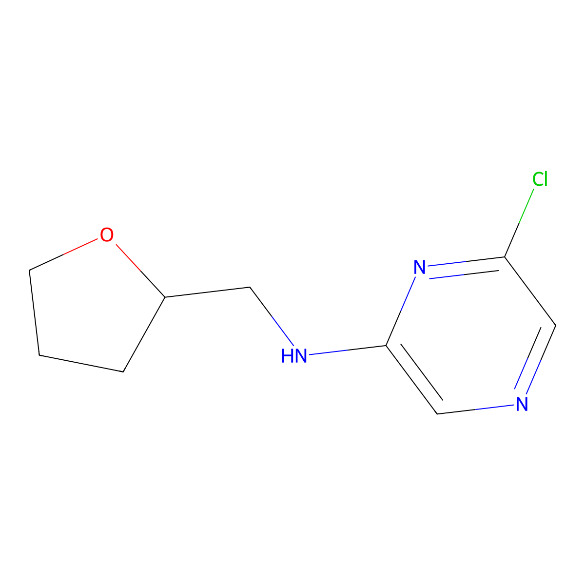 6-Chloro-N-((tetrahydrofuran-2-yl)methyl)pyrazin-2-amine molecular structure, CAS 1220037-69-3