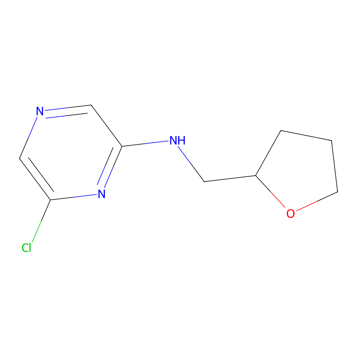 6-Chloro-N-((tetrahydrofuran-2-yl)methyl)pyrazin-2-amine molecular structure, CAS 1220037-69-3