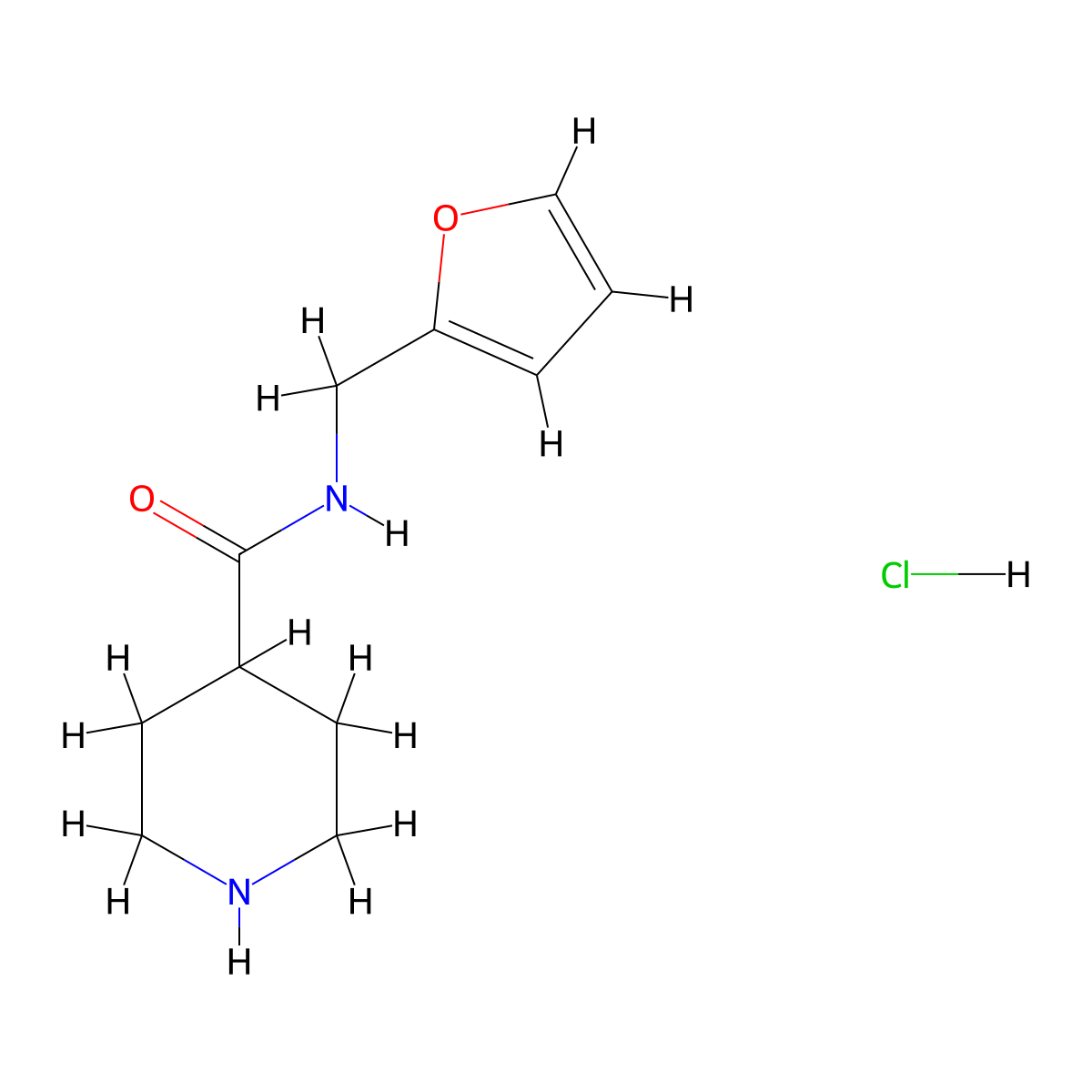 N-(furan-2-ylmethyl)piperidine-4-carboxamide hydrochloride molecular structure, CAS 1220037-74-0