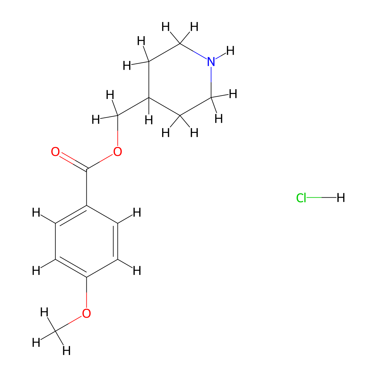 4-Piperidinylmethyl 4-methoxybenzoate hydrochloride molecular structure, CAS 1220037-75-1