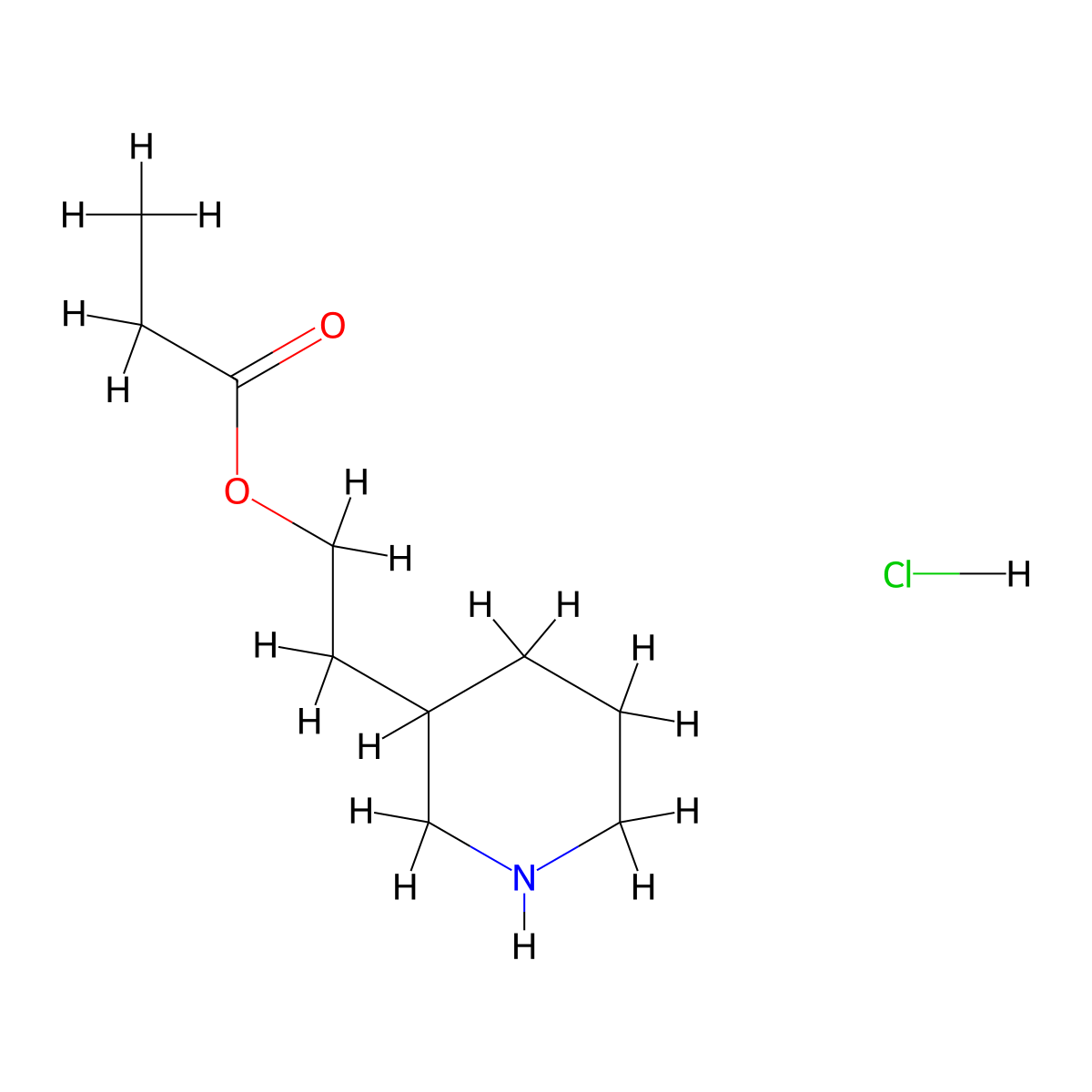 2-(3-Piperidinyl)ethyl propanoate hydrochloride molecular structure, CAS 1220037-77-3
