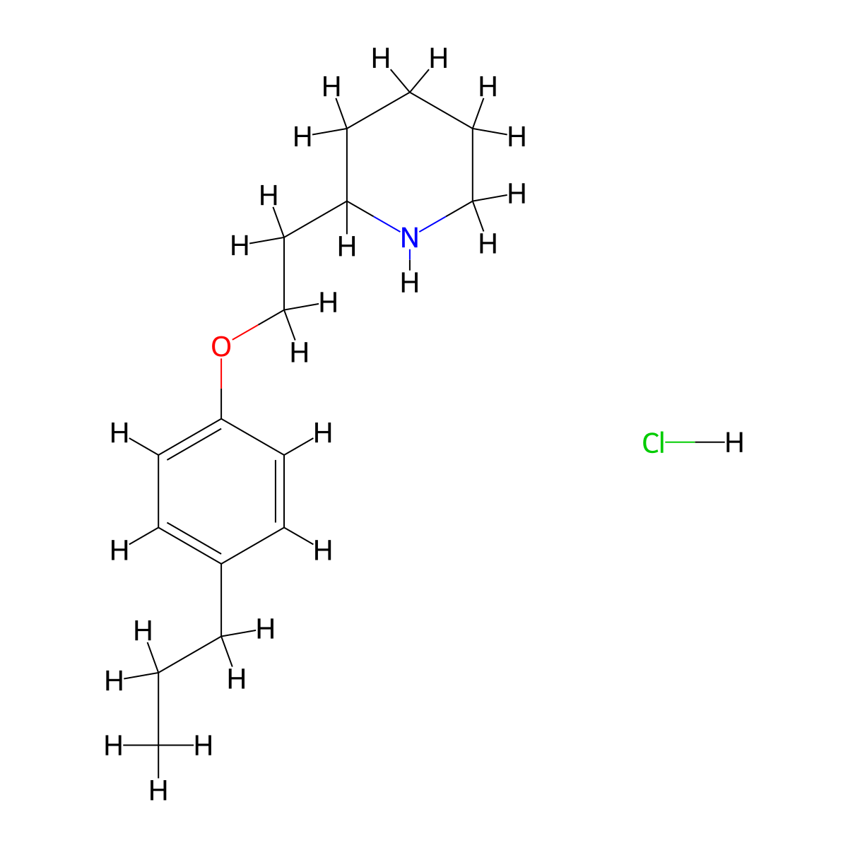 2-[2-(4-Propylphenoxy)ethyl]piperidine hydrochloride molecular structure, CAS 1220037-81-9