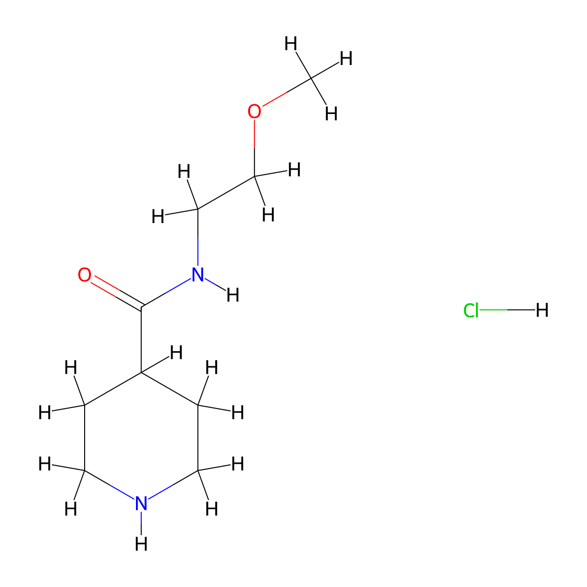 N-(2-Methoxyethyl)-4-piperidinecarboxamide hydrochloride molecular structure, CAS 1220037-89-7
