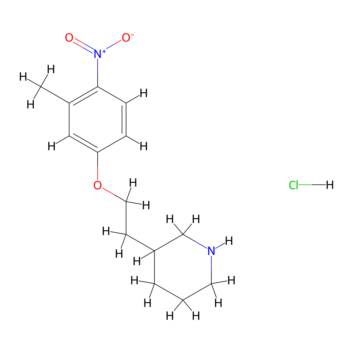 3-[2-(3-Methyl-4-nitrophenoxy)ethyl]piperidine hydrochloride molecular structure, CAS 1220038-03-8